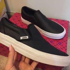 Vans Black Leather Slip-On